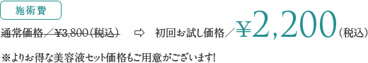 初回お試し価格／￥2,200（税込） ※よりお得な美容液セット価格もご用意がございます！