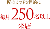 匠のまつPを目的に毎月250名以上来店